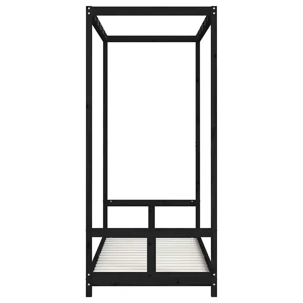 Giroletto per Bambini | Letto Infantile | Lettino Nero 80x200 cm in Legno Massello di Pino