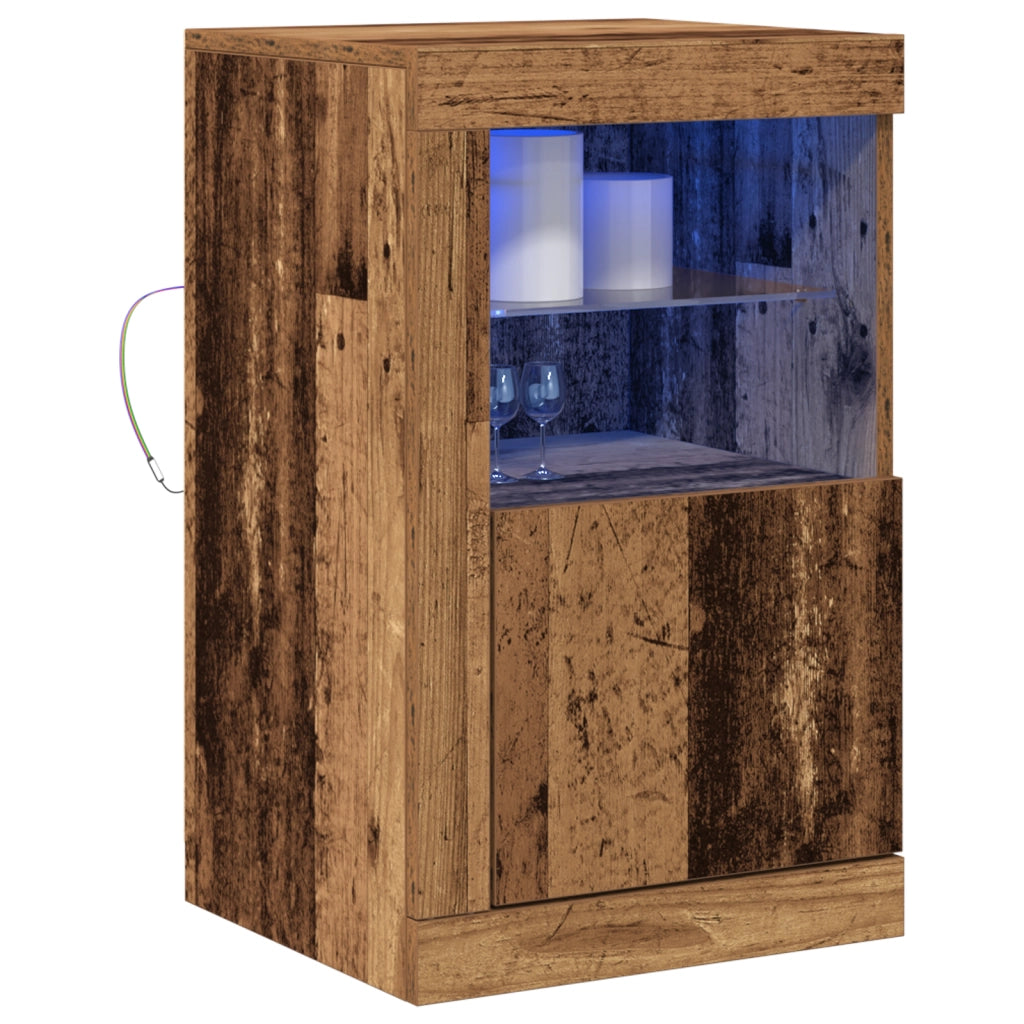Sideboard  con luci LED in legno vecchio 41x37x67 cm