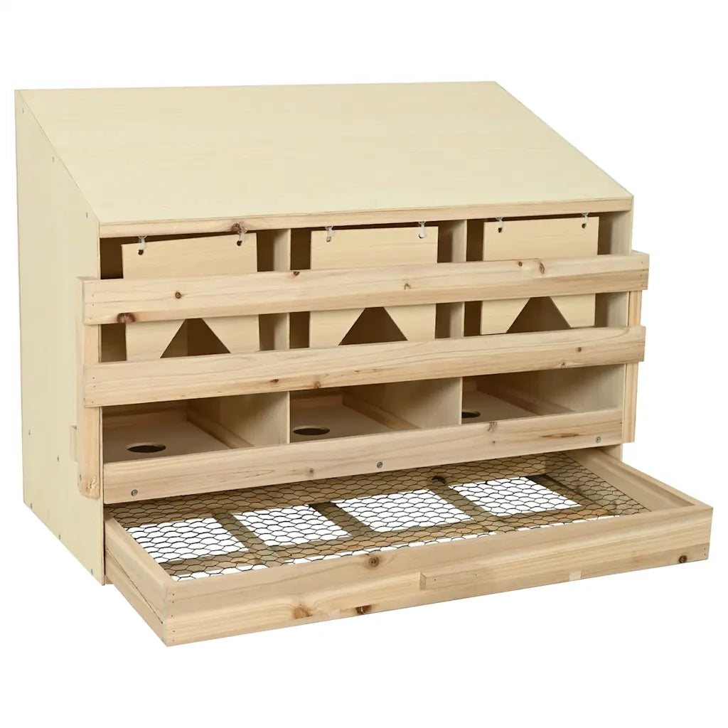 Casetta Cova per Galline 3 Scomparti 93x40x65 cm Legno di Pino