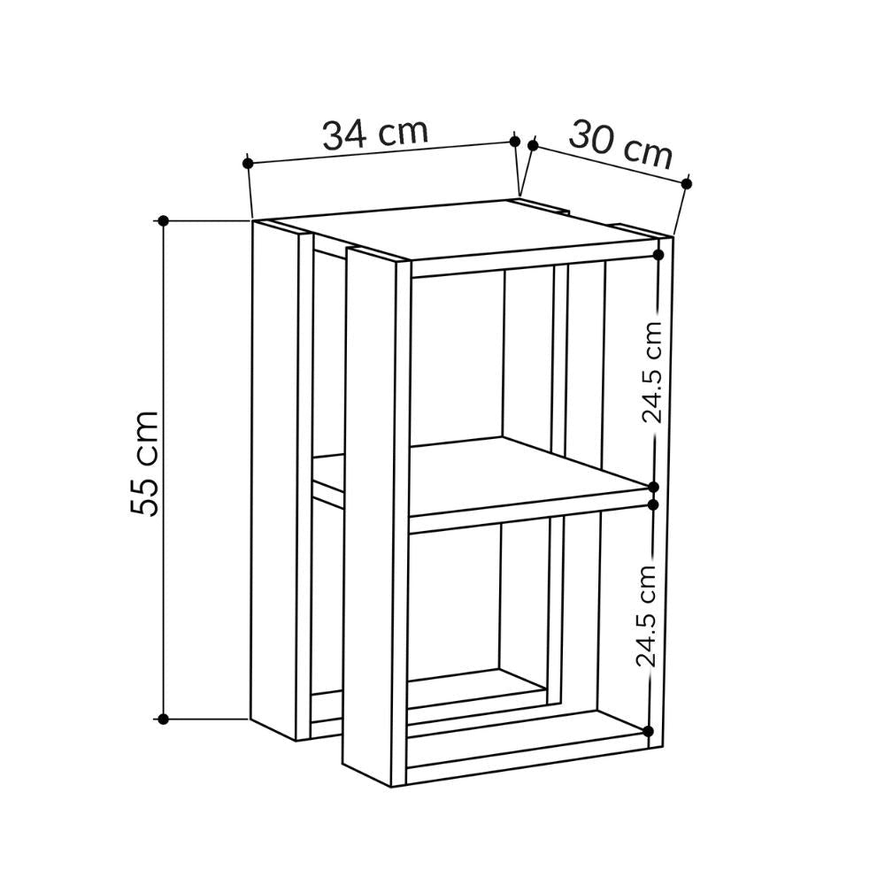 Comodino 1 Ripiano 55x30x34 cm in MDF Lonie Rovere