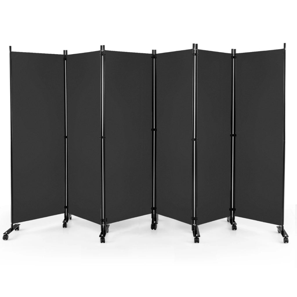 Divisorio pieghevole a 6 pannelli con ruote bloccabili-Separ¨¨ per interni 172cm da soggiorno ufficio Grigio