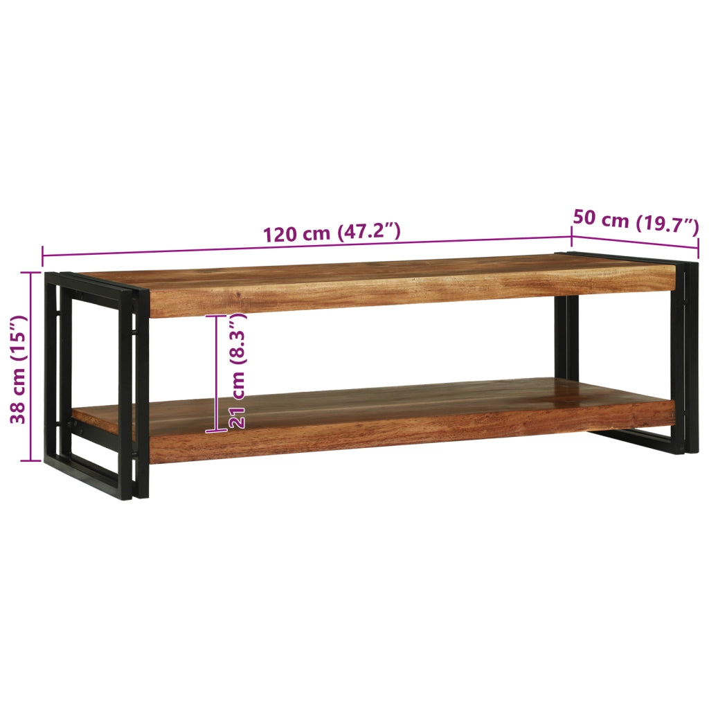 Tavolino da caffÃ¨ 120x50x38 cm in legno massello di acacia