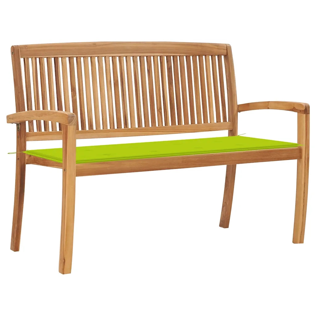 Panchina da Giardino Impilabile e Cuscino 128,5cm Teak Massello