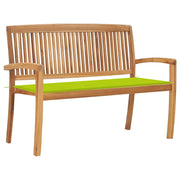 Panchina da Giardino Impilabile e Cuscino 128,5cm Teak Massello