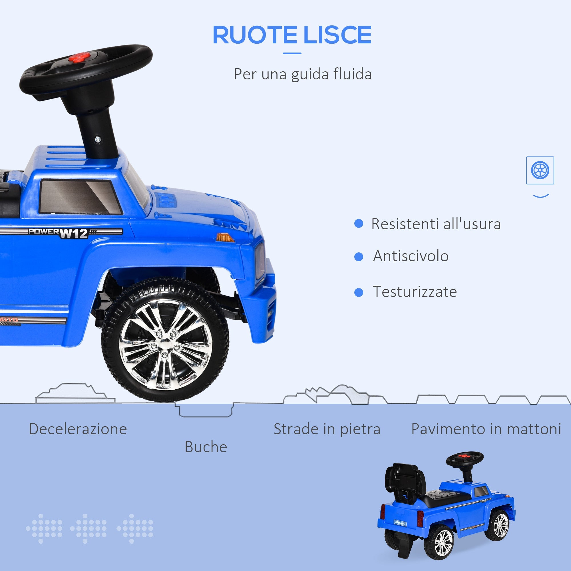 Auto Macchina Cavalcabile Fuoristrada per Bambini Clacson e Musica Blu