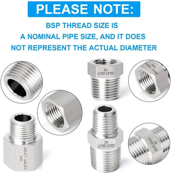 Connettore a T per tubo 3/8" x 1/4" - Adattatore Reducitore - Fitting a Sesto - Ideale per Utilizzo Professionale - 6 Schede di Connettore.