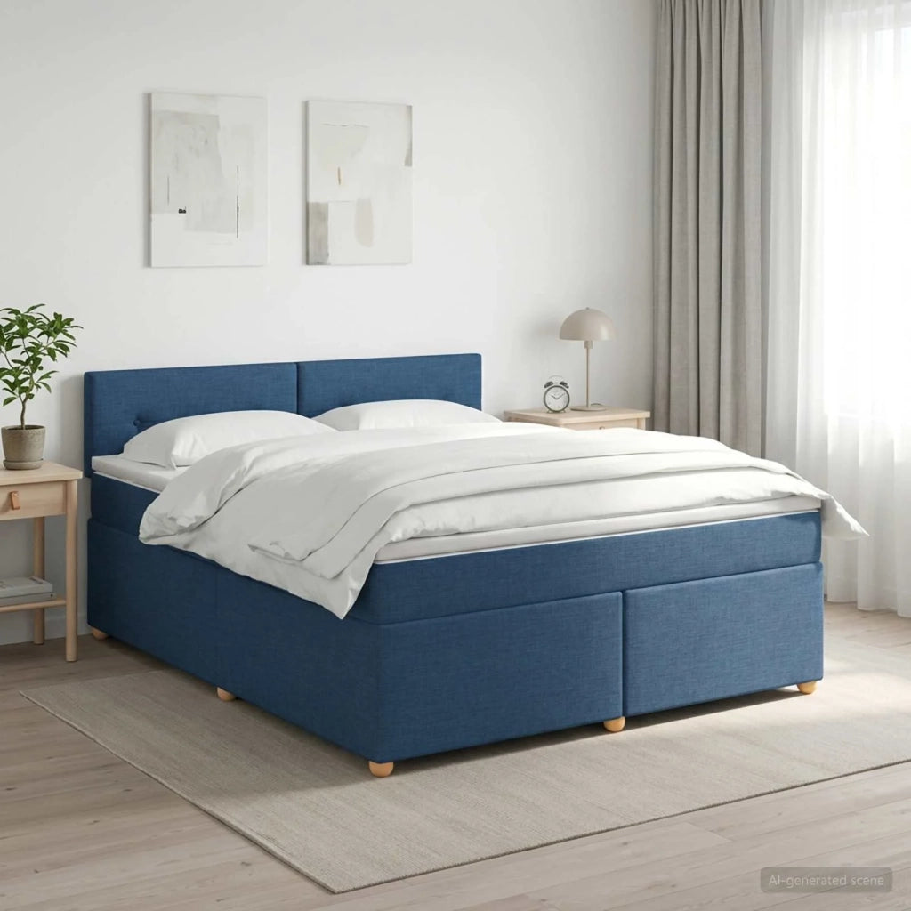 Letto box spring con materasso Blu 180 x 200 cm Tessuto 3451020