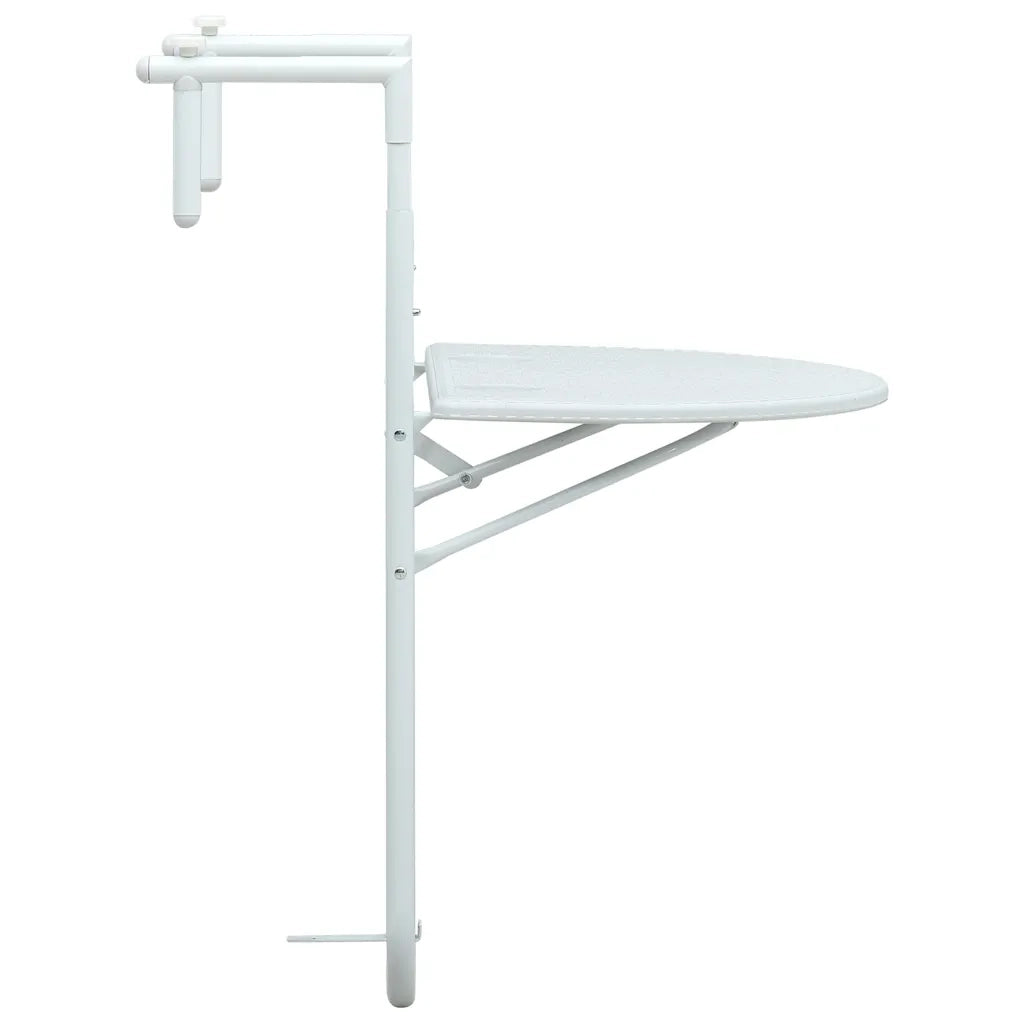 Tavolo da Balcone Pensile Bianco 60x64x83,5cm Plastica Rattan cod mxl 34206