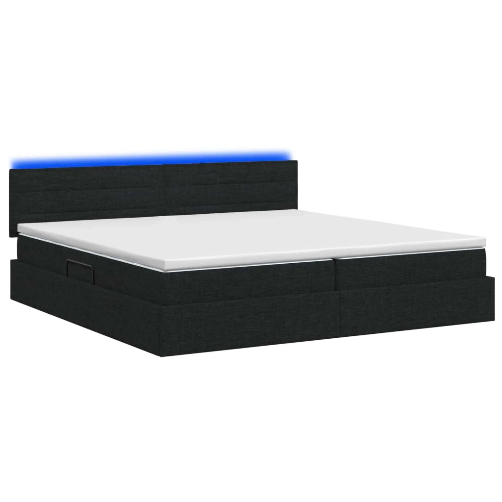 Letto con contenitore LED e materasso Nero 200 x 200 cm Tessuto 3459023