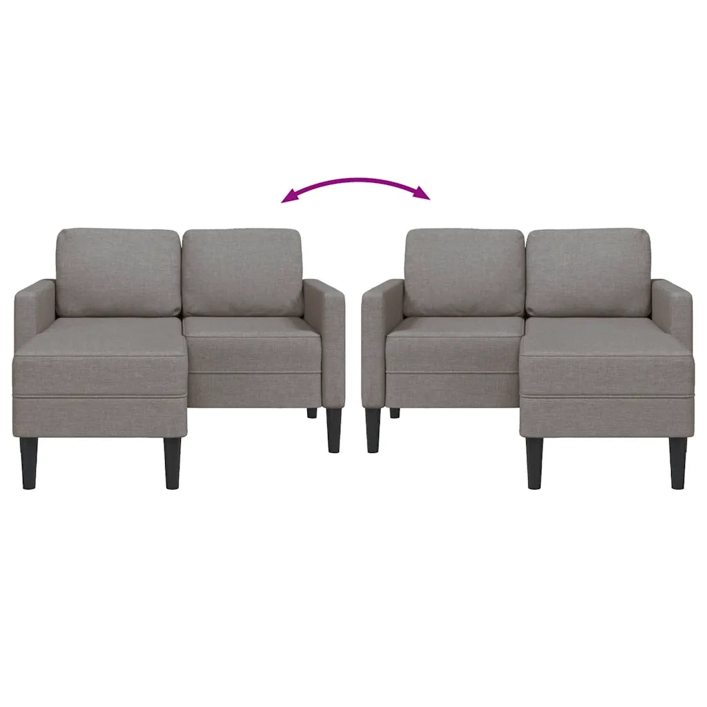 Divano 2 Posti con Chaise a L-Sofa 2 Posti con Chaise Tortora 125 cm in Tessuto