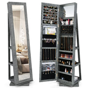Mobiletto portagioie girevole 2 in 1 39 x 39 x 161 cm spazio di archiviazione ottimizzato specchio a figura intera design moderno in MDF grigio scuro 20_0019106