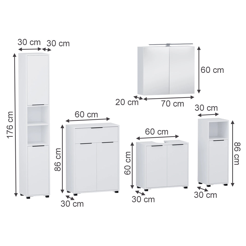 Vicco Set di mobili da bagno Bianco 5 parti