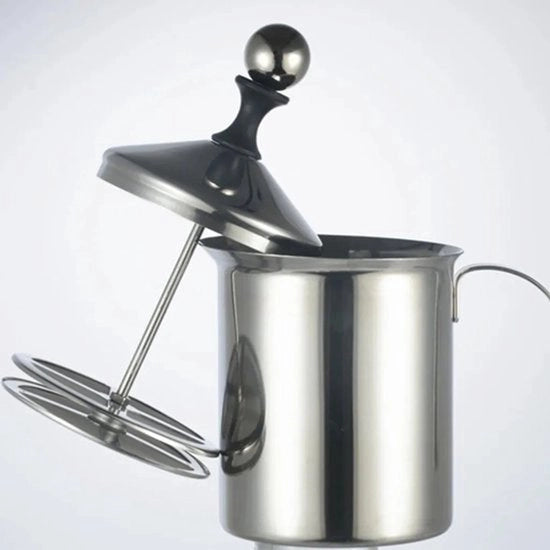 Melmacchina manuale da 400 ml, filtro a doppia membrana, costruzione in acciaio inossidabile, funzione di riscaldamento, facile da pulire, con manico.