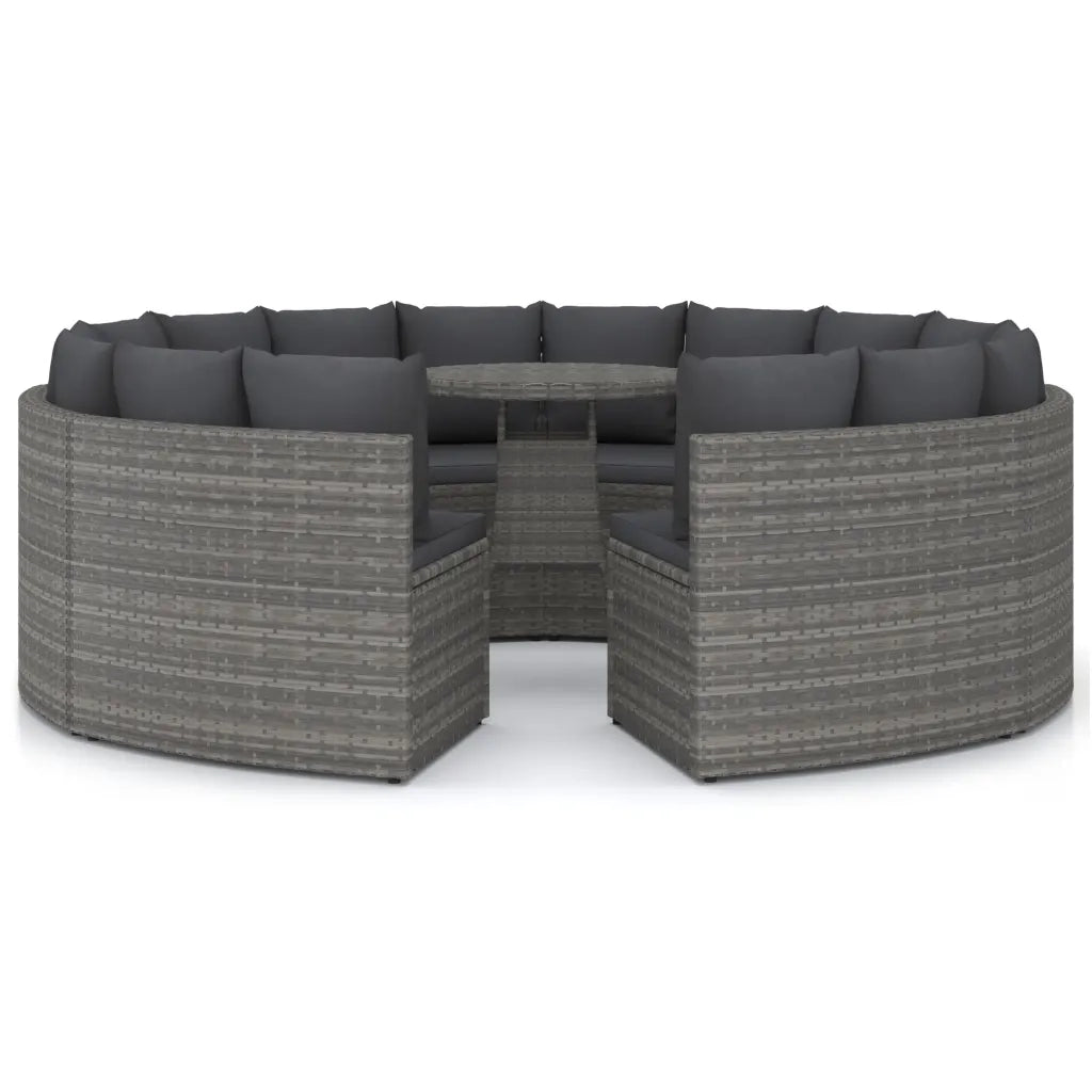 Set Divani da Giardino 9 pz con Cuscini in Polyrattan Grigio cod mxl 41284