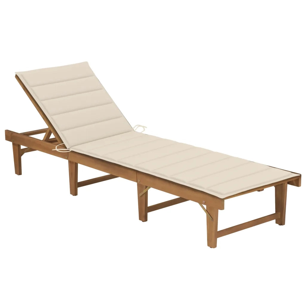 Lettino Prendisole Pieghevole con Cuscino in Massello di Acacia cod mxl 52598