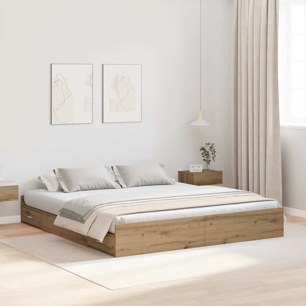 Struttura letto con contenitore Rovere artigianale 180 x 200 cm 3335276