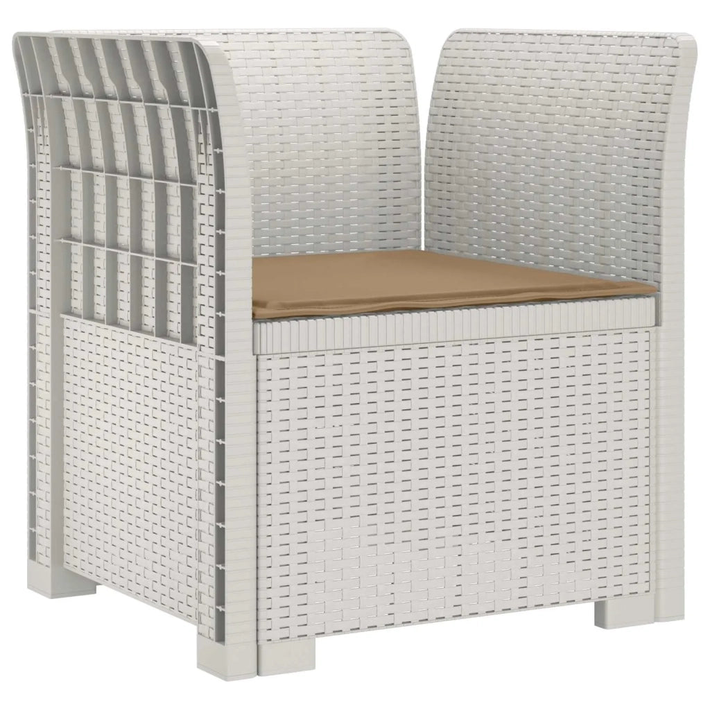 Sedia da giardino-Poltrona a 1 Posto con Cuscino Aspetto Rattan PP Bianco 994168