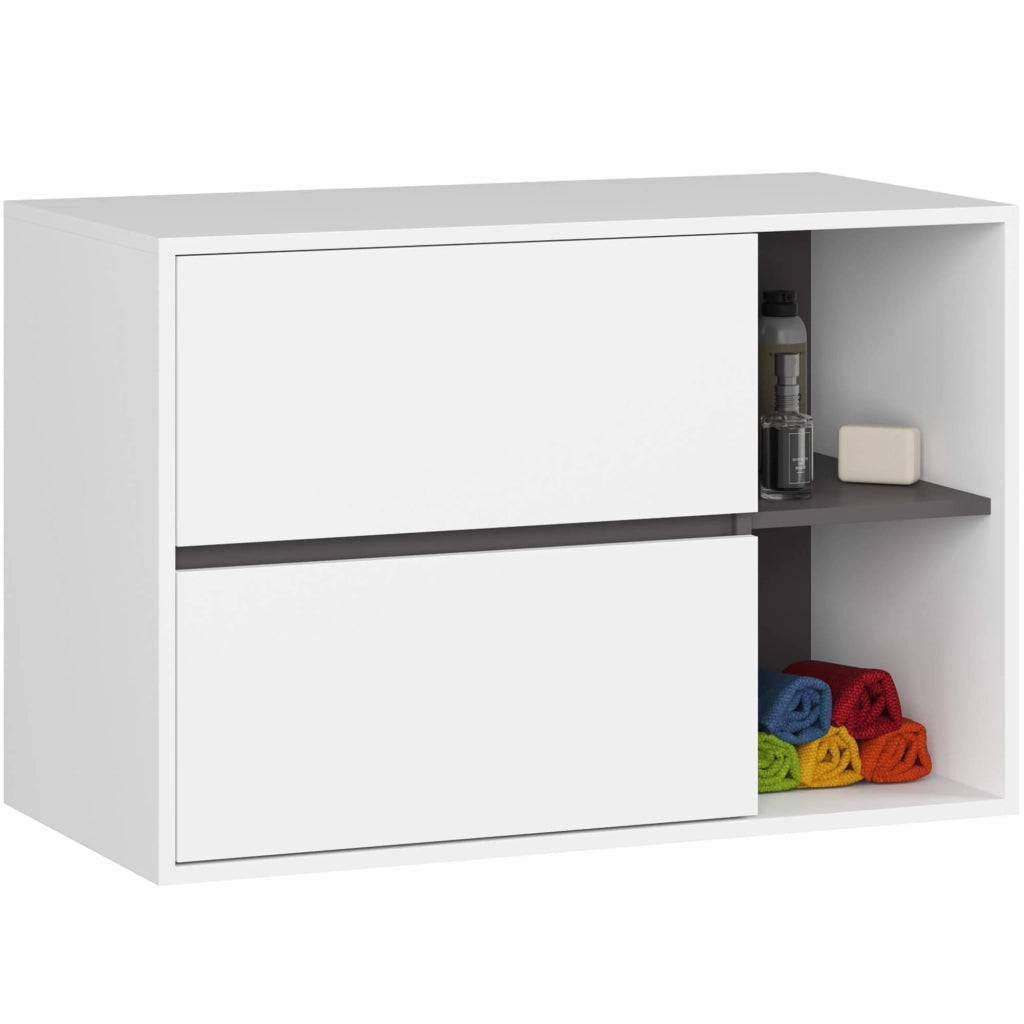 Set di mobili da bagno sospesi VAMI in Bianco con colore interno Grigio Grafite