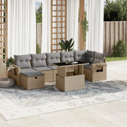 vidaXL Set Divano da Giardino 8 pz con Cuscini Beige in Polyrattan