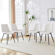 SEDIE da pranzo in PU bianco e metallo nero, Set da 4 pezzi
