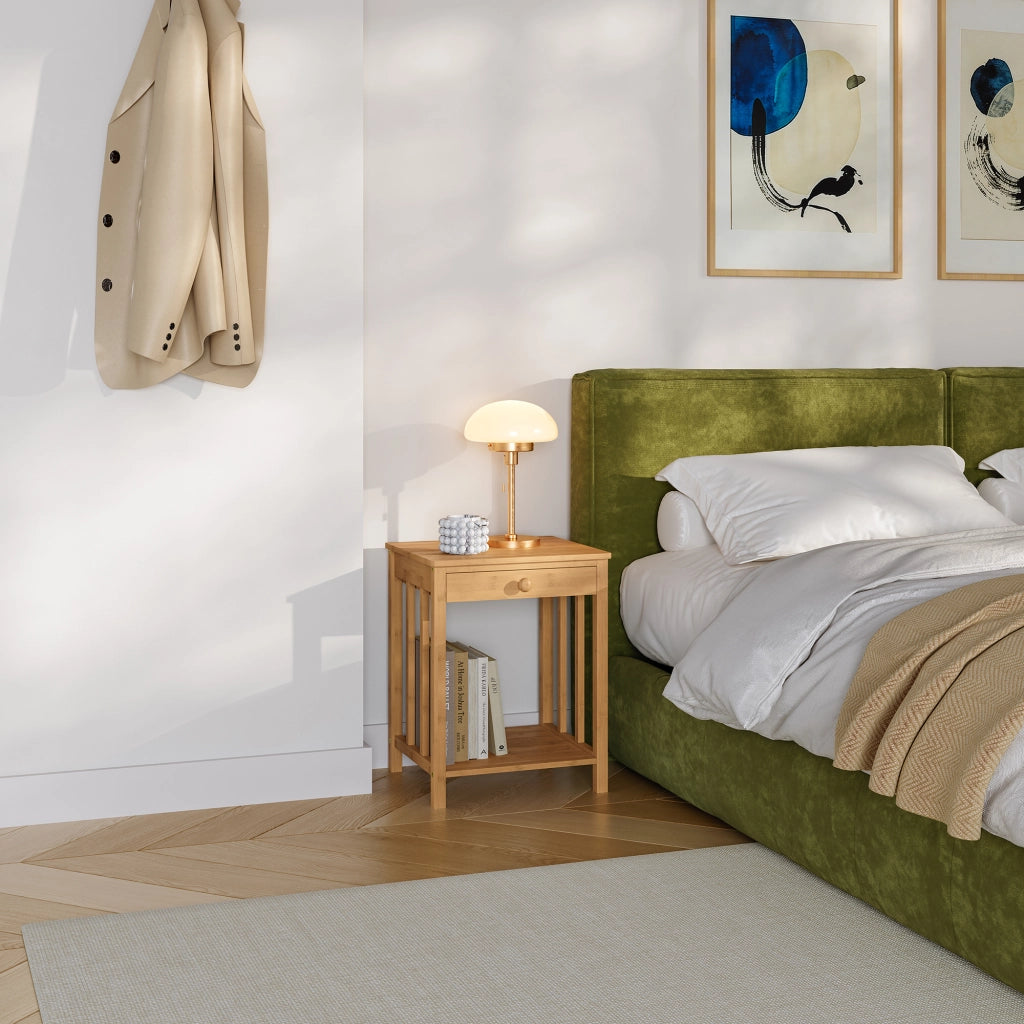 Set di 2 Comodini Ranua Tavolini con Cassetto in Bambù - Colore Naturale [en.casa]