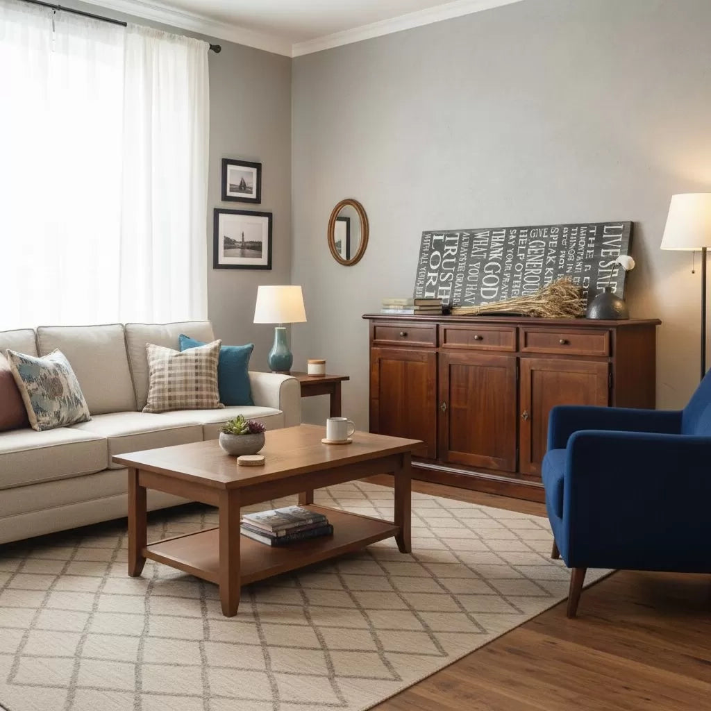 Madia credenza in legno 3 ante finitura noce chiaro 156 x 42 x 85 - Mobili 2G