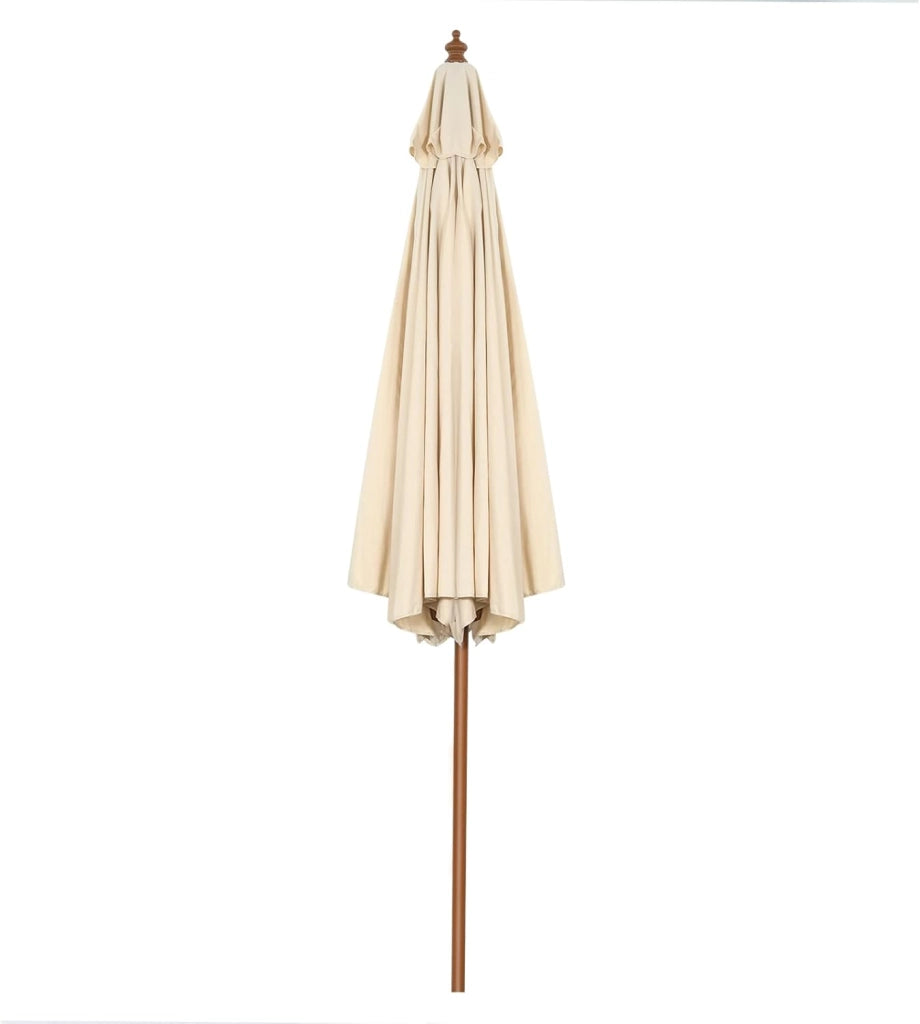 Ombrellone da Giardino 270 cm/300 cm, con Inclinazione Regolabile, 8 Stecche, Struttura di Legno a Carrucola, per Giardino Cortile Piscina (3 m)