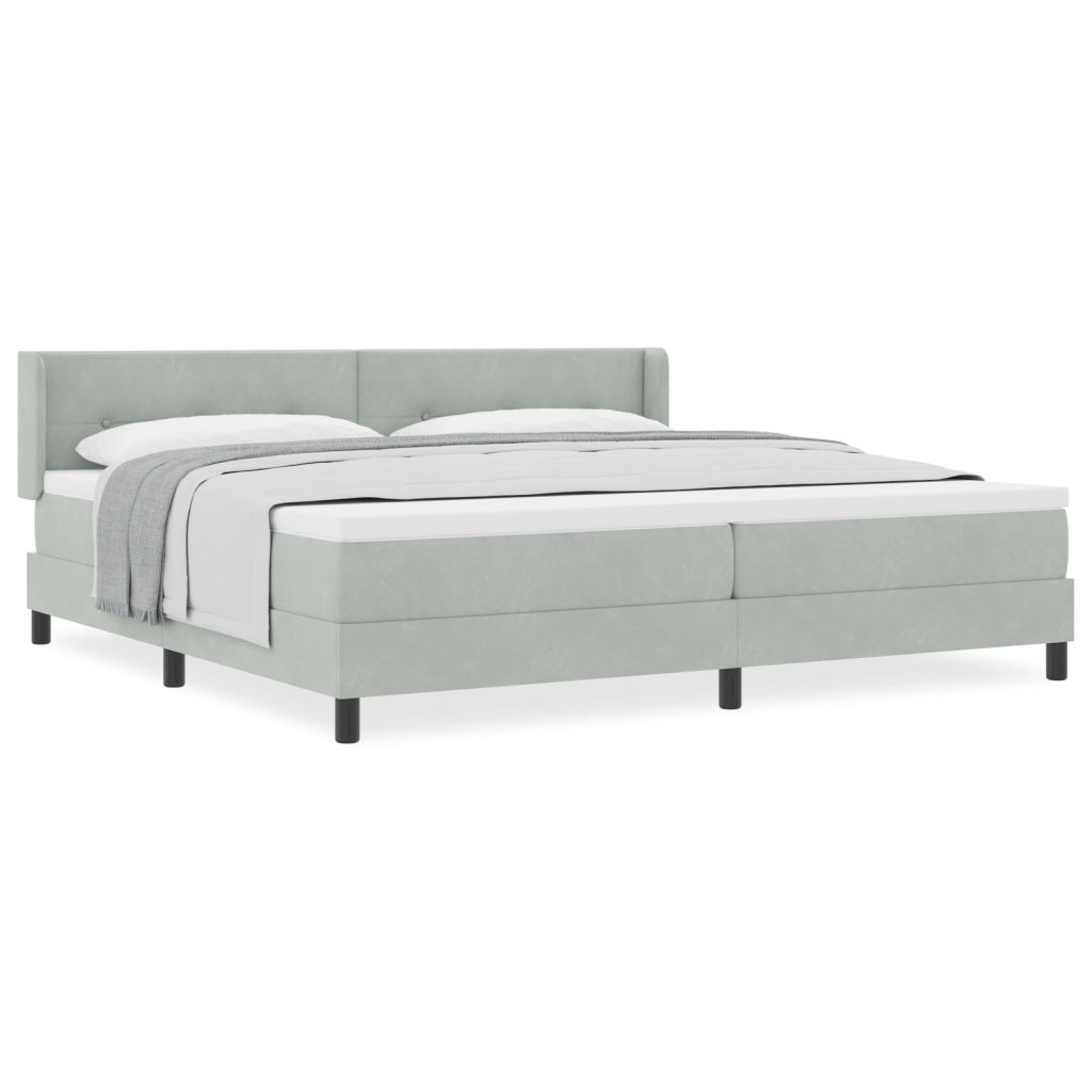 Letto a box con materasso Grigio chiaro 200x200 cm Velluto