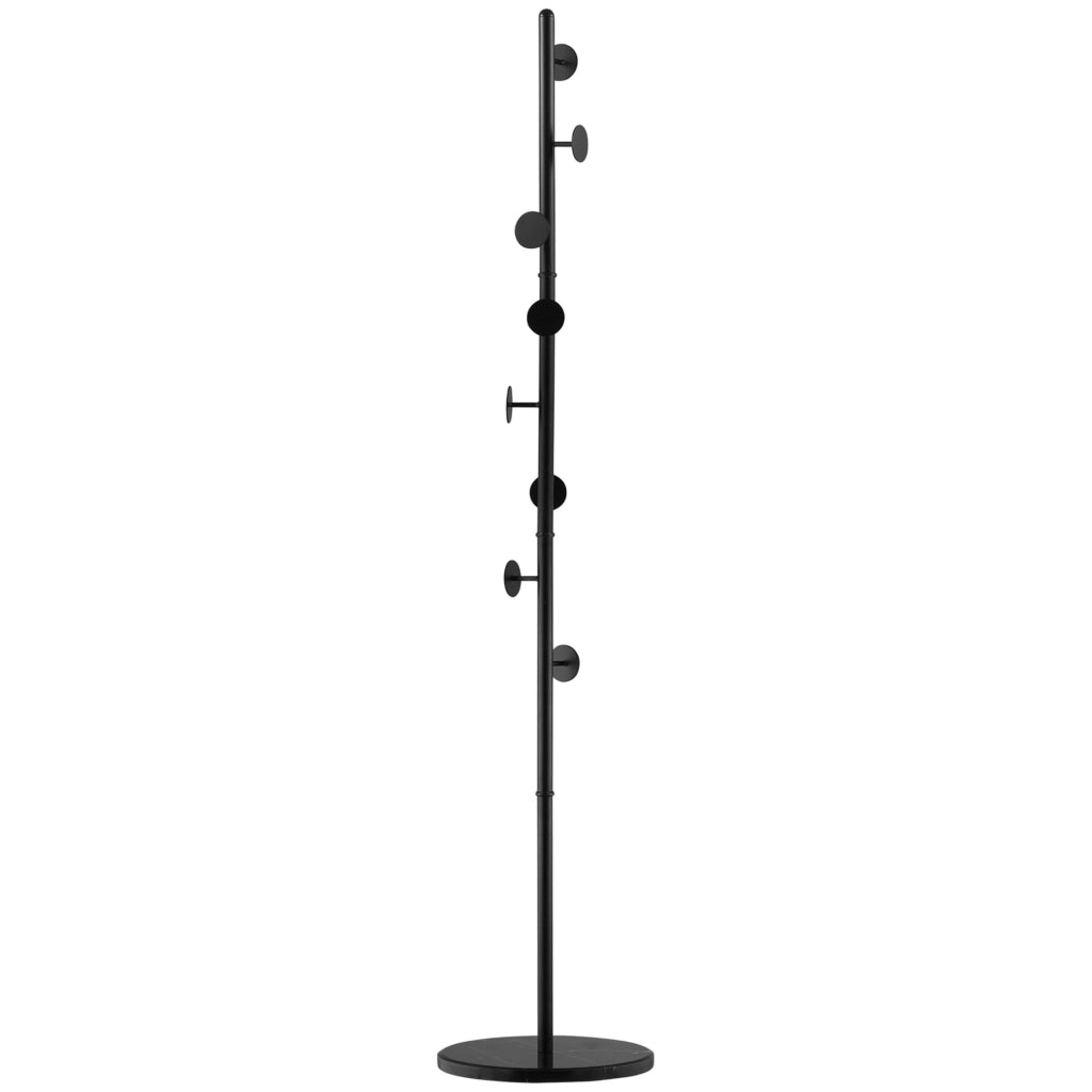 Appendiabiti da Terra con Base in Marmo ¨C Xylo ¨C Acciaio Nero 8 Ganci 35x35x170cm