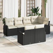 Set di divani da giardino  7 Pezzi con Cuscini Nero Polyrattan