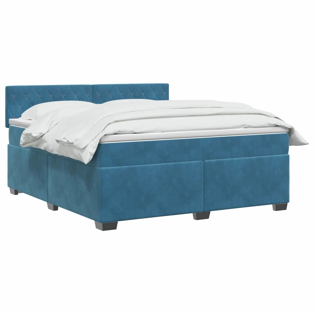 Letto box spring con materasso Blu Scuro 180 x 200 cm Velluto 3450762