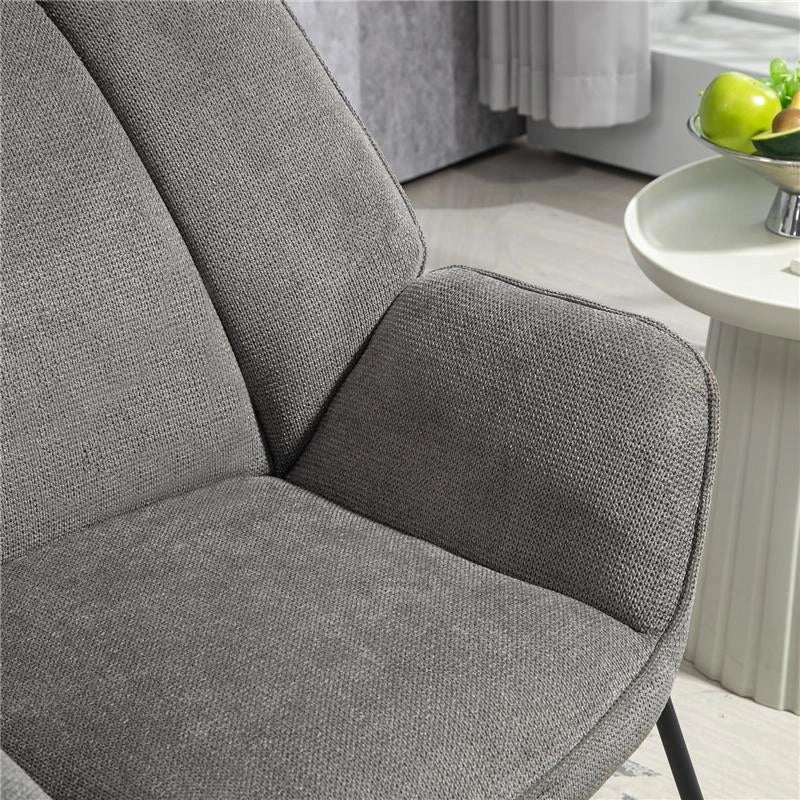 POLTRONA D'ARREDO CON BRACCIOLI INCLINATI IN TESSUTO EFFETTO LINO E ACCIAIO 71.5X67X79 CM GRIGIO