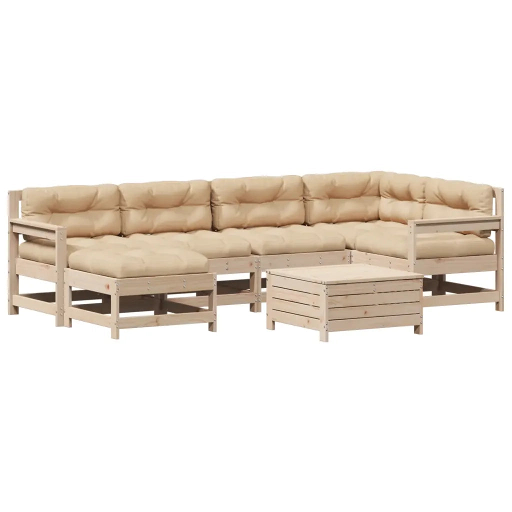 Set Salotto Giardino 7 pz Cuscini Antracite Legno Massello Pino