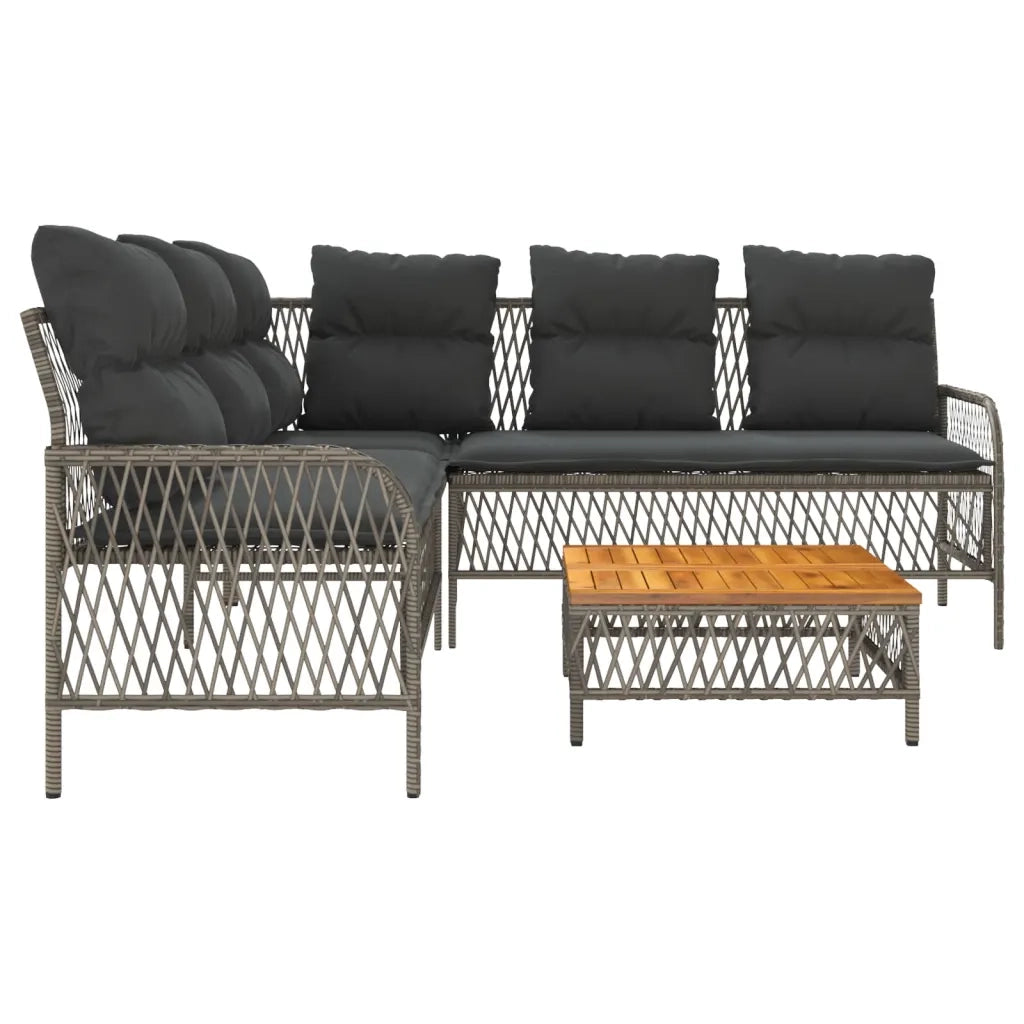 Set Divano da Giardino 2 pz | Set Salotto da Giardino con Cuscini Grigio in Polyrattan