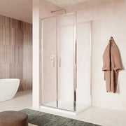 Box doccia slim 70x80cm con porta saloon e parete fissa profili cromati e vetro 6mm opaco h190| Portofino