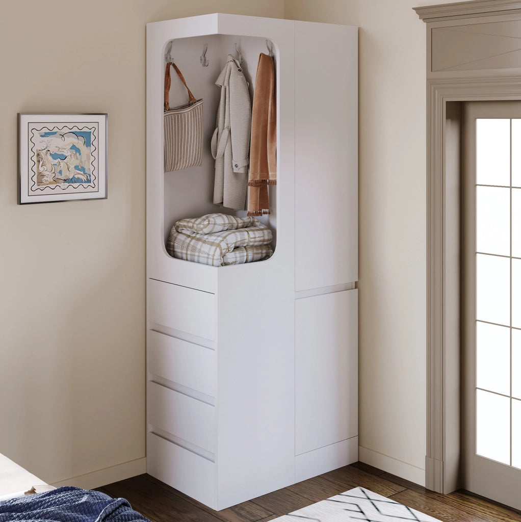 Armadio 1 anta con 4 cassetti e vano appendiabiti 70x40x170 cm