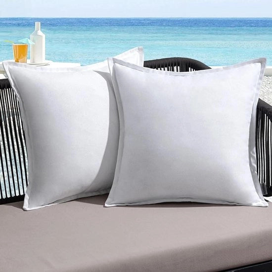 Set di 2 cuscini per esterno in tessuto imitante lino - 40 x 40 cm - Impermeabili decorativi per giardino, terrazza, salotto, divano, camera da letto, tenda, parco