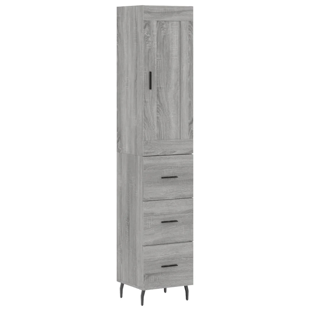 Buffet credenza cassettiera armadio mobile contenitore organizer cucina soggiorno salotto rovere Sonoma alto 34,5 x 34 x 180 cm legno ingegnerizzato grigio 02_0035239