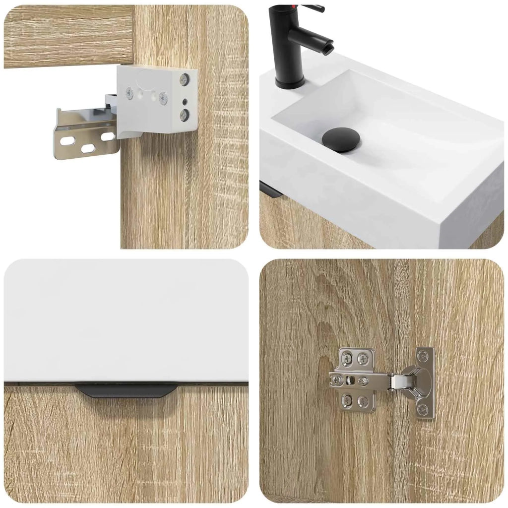 Mobile bagno con rubinetto Rovere Sonoma 45,5 x 22,5 x 84 cm