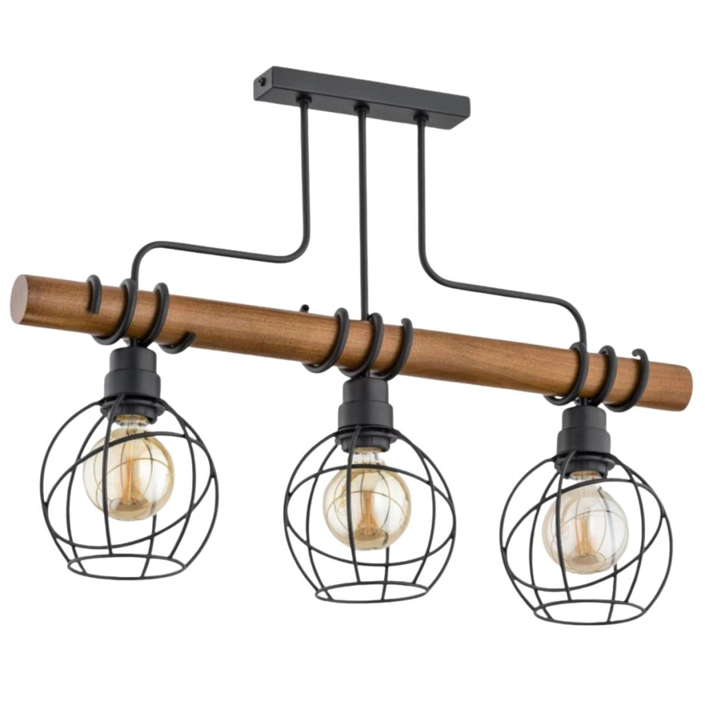 Lampadario Alfa Fibia Drato legno nero 3xE27 60W IP20