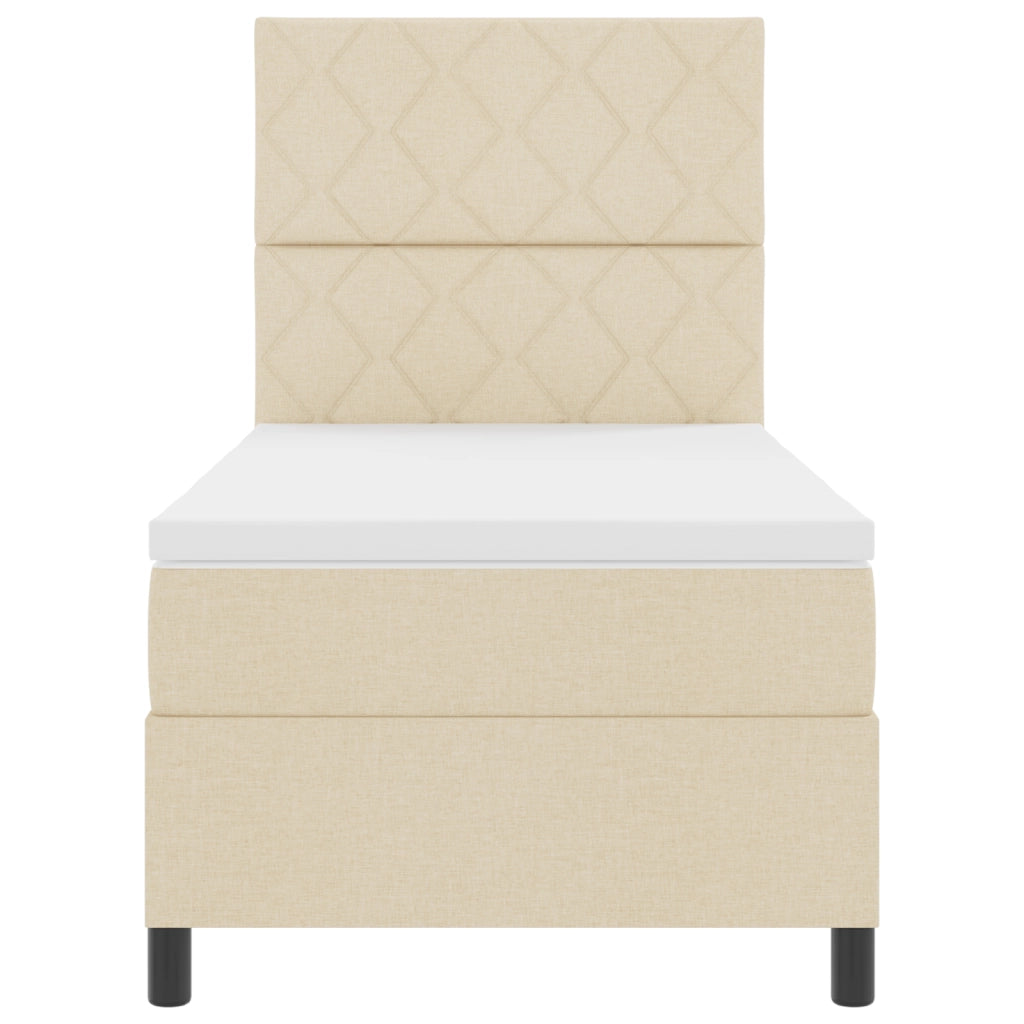 Letto a Molle con Materasso e LED Crema 100x200 cm Tessuto