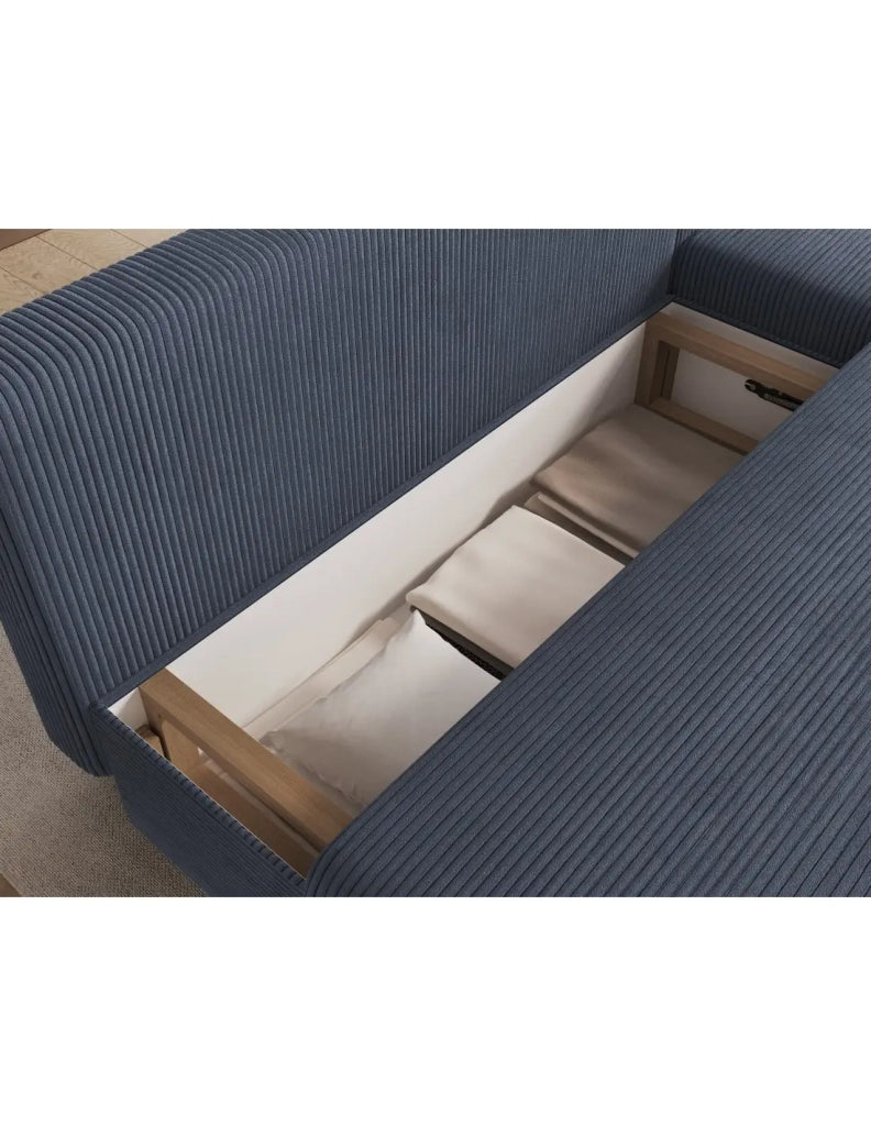 Divano ad angolo Grigio scuro 3 posti in schiuma T30 206x90x146cm GINA