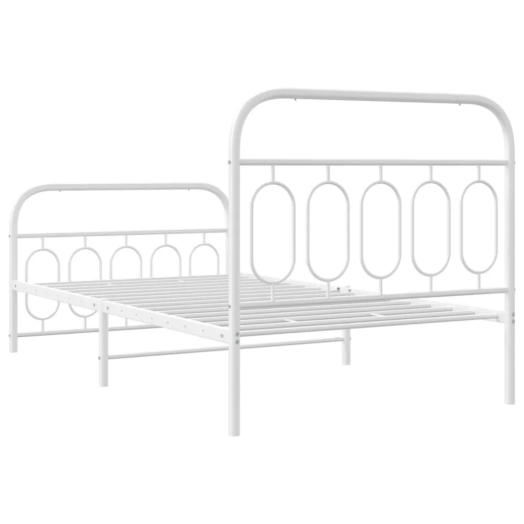 vidaXL Giroletto con Testiera e Pediera Metallo Bianco 100x200 cm
