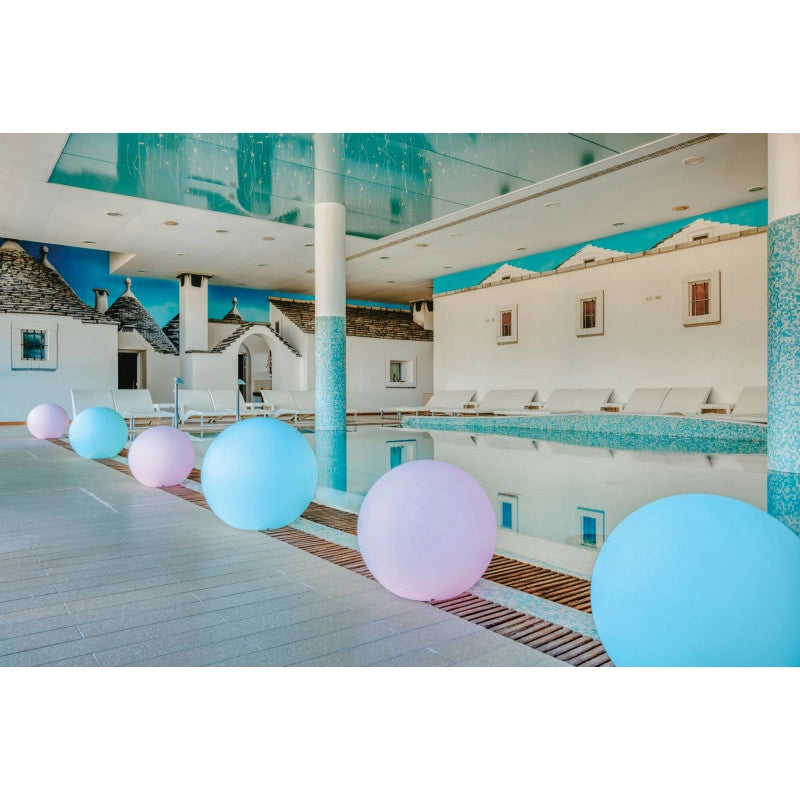 Lampada sfera di design Ø50 in polimero luce multicolor con bateria e solare per interno ed esterno - Made in Italy - Monacis