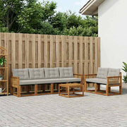 Set di divani da esterno 7 pz Naturale e Grigio Chiaro 3381795