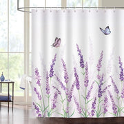Douchegordijn a fiori di lavanda - antimuffa - 180 x 180 cm - blu - poliestere