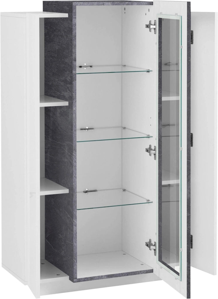 Mobile Espositore Kevin, Vetrina 7 Ripiani Made in Italy, 38x80x121h cm Bianco Lucido