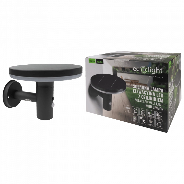 Applique solare esterna LED 10W PIR crepuscolare grigia