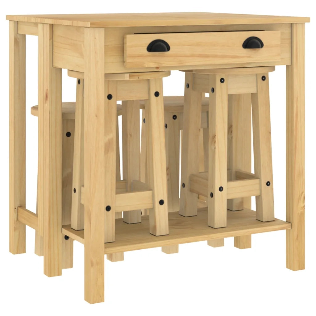 Set da Bar 5 pz in Legno Massello di Pino 3217075