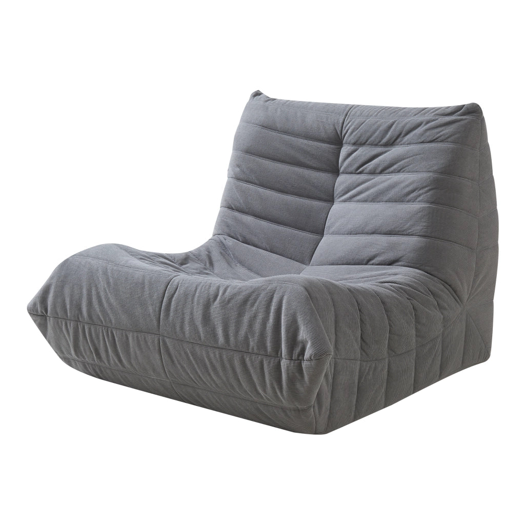 Poltrona Bassa Imbottita Kodsø con Rivestimento in Velluto a Coste 75x90x100 cm - Grigio [en.casa]